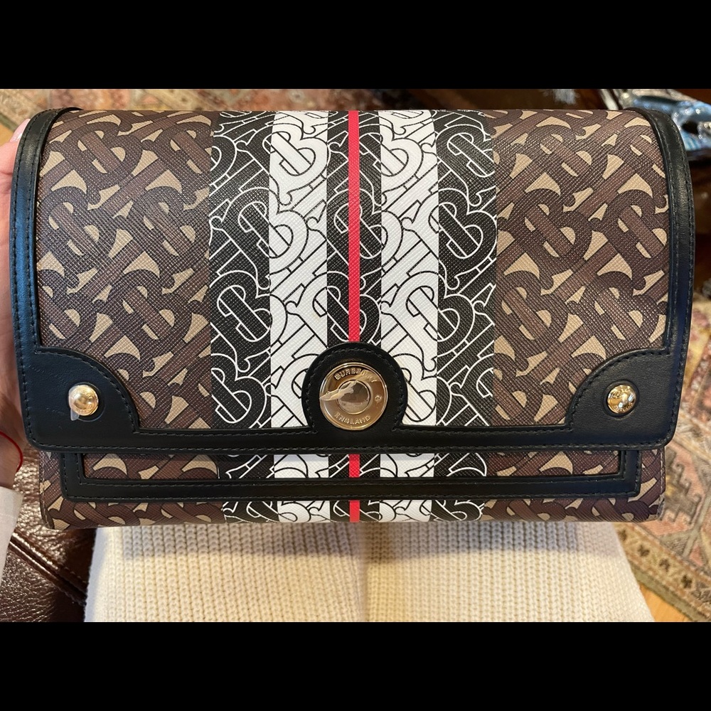 Burberry notebook bag in bridle brown print